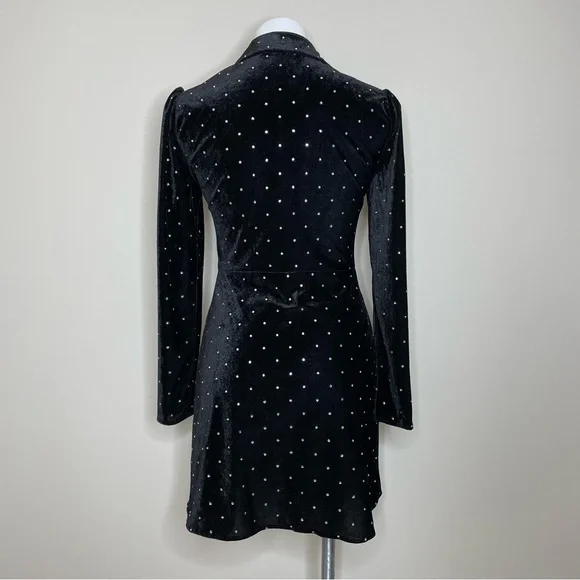 Zara Black Velvet Dress with Rhinestone Sparkle Accents - Picture 2 of 5